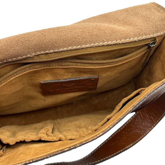 Patricia Nash Brown Tooled Leather Flap Front Western Saddle Crossbody Bag Purse - Picture 5 of 13